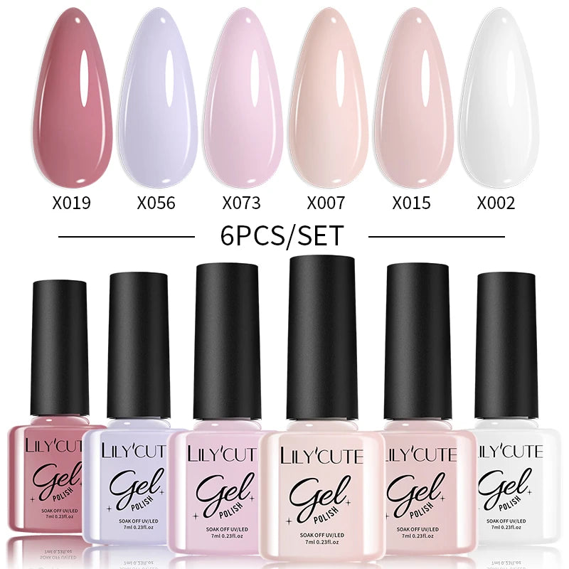 LILYCUTE 6PCS Gel Nail Polish Set Summer Neon Nail Gel Kits For DIY Nail Vernis Semi Permanent UV Lamp Gellak Nail Varnish Set