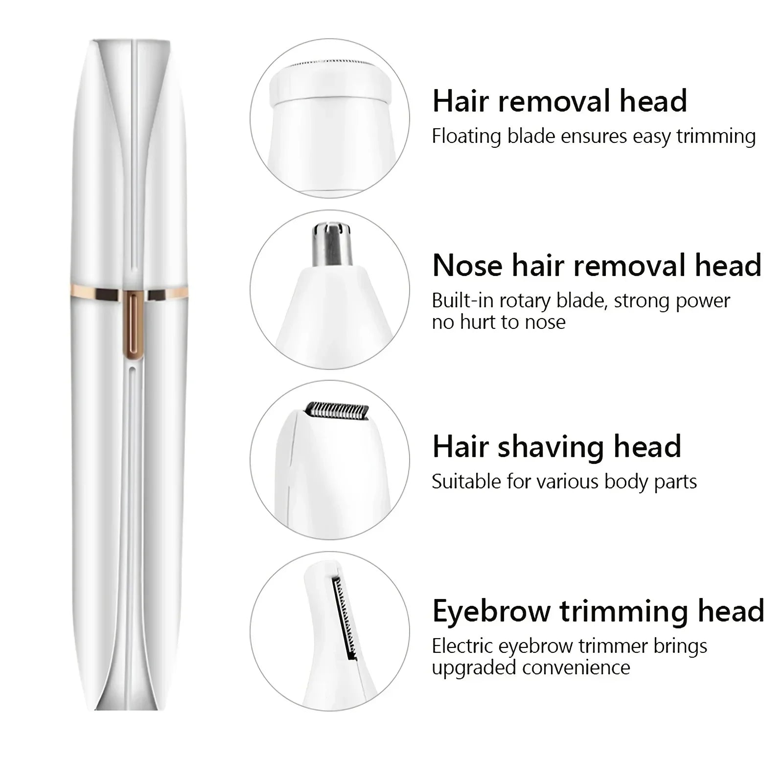 4 In 1 Electric Razor for Women Full Body Shaving Facial Epilator Shaver Eyebrow Trimmer Nose Bikini Line Electric Hair Remover