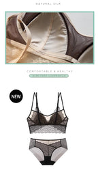 SuyaDream, Woman Lace Bra Set, Real silk Linings, Thin Mold Cup, Wire Free, Meshes Sheer Underwears, 2025 cozy Intimates