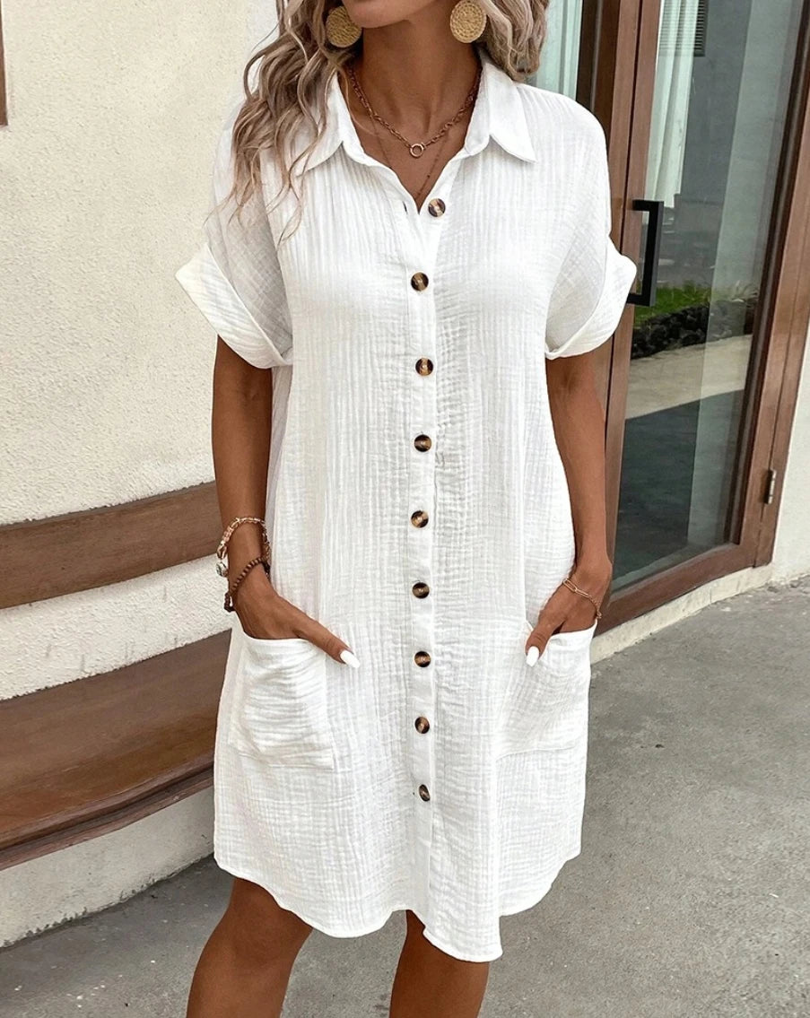 Vintage Women Solid Mini Dress Summer Fashion V-neck Three Quater Sleeve Cotton Linen Dress Ladies Casual Holiday Vestidos Ürün ana görseli