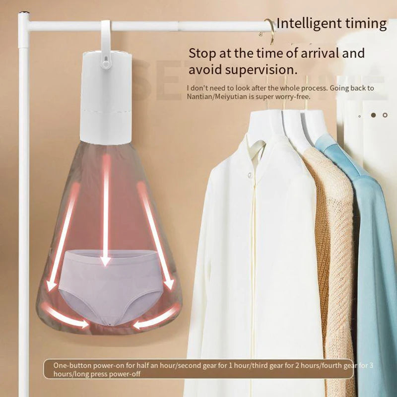 1 mini portable dryer with a small cloth bag to meet the needs of clothes of all sizes, equipped with a telescopic tube to dry s Secondary image