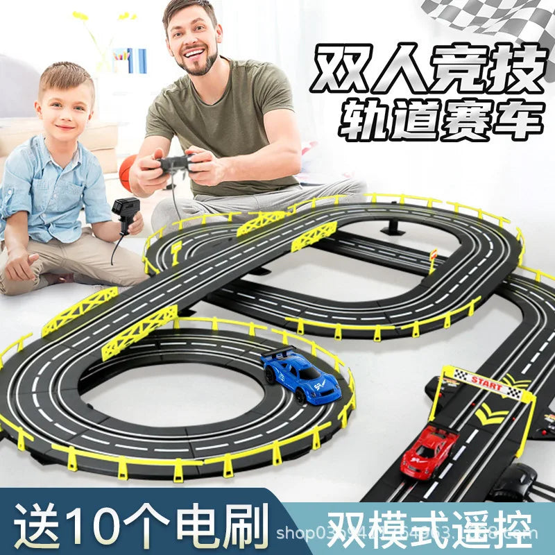 Electric Remote Control Slot Car Track Large 2-Player Competitive Dual Mode Remote Adjustable Splicing Kids Adults Gift Toy Set Ürün ana görseli