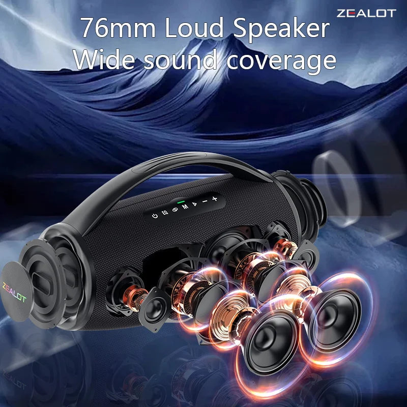 ZEALOT-S97 80W Portable Outdoor Bluetooth Speaker, HiFi Sound, Subwoofer, Dual Pairing, Fast Charging, 16000mAh Battery
