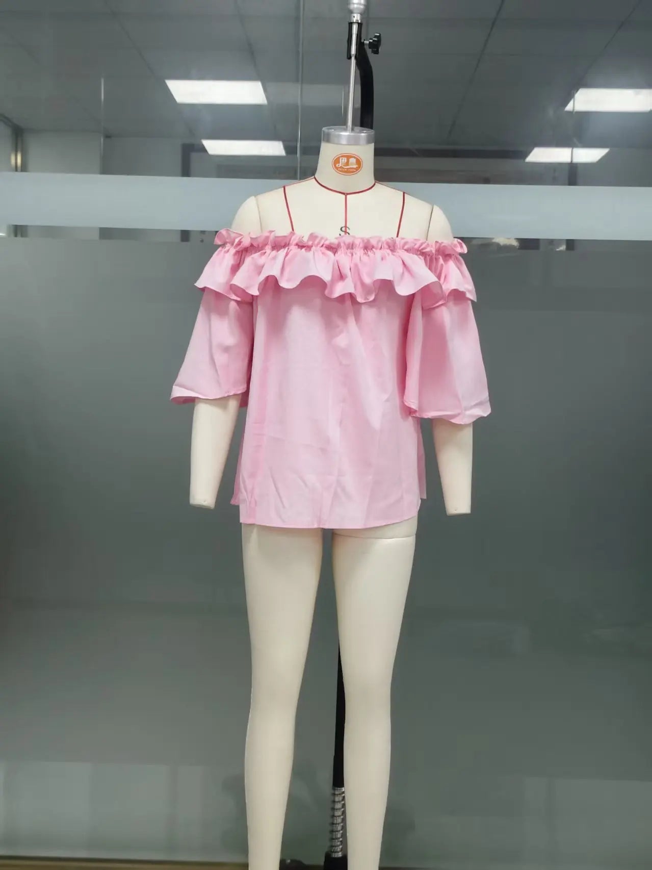 Fashion Ruffled Sexy One Shoulder Women's Short Sleeve Shirt Summer New Casual Loose Tops Female Elegant Versatile Office Shirt
