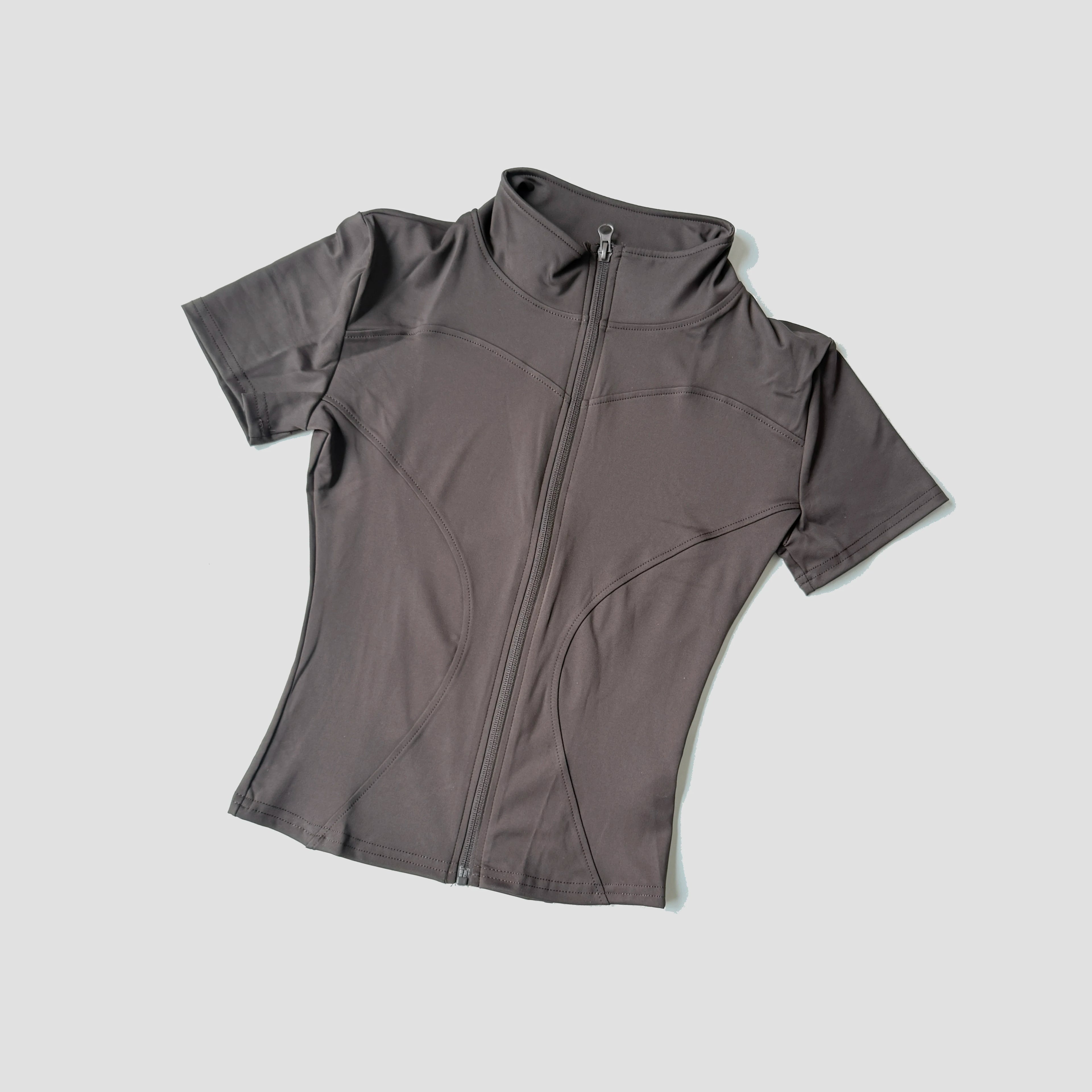 Slim Fit Short Sleeve Yoga Shirt Women's Stand Collar Zipper Jacket High End Running Sport Fitness Top