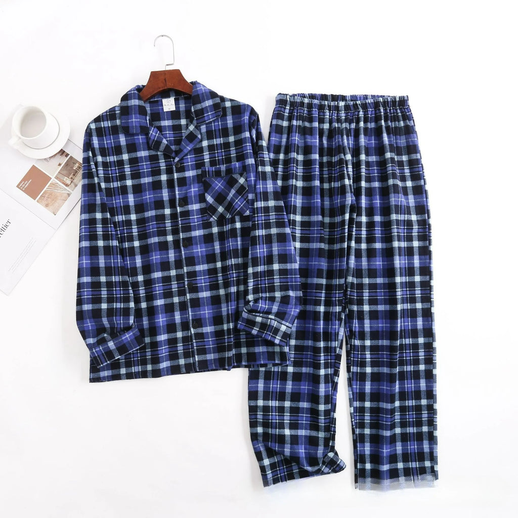 Men's Home Suits Long-sleeved Trousers Suits for Autumn and Winter Pijamas for Men Flannel Plaid Design Pajamas for Men