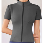 Slim Fit Short Sleeve Yoga Shirt Women's Stand Collar Zipper Jacket High End Running Sport Fitness Top