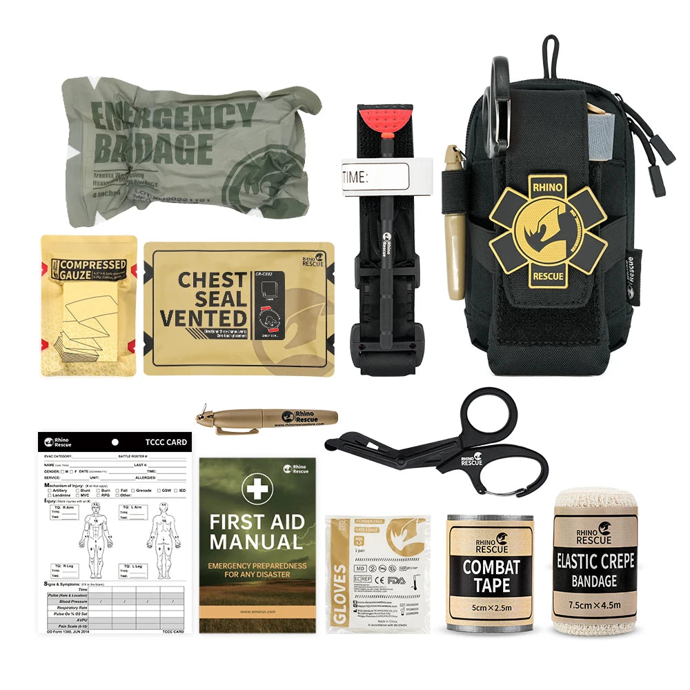 Rhino Rescue EDC First Aid Kit IFAK Trauma with Molle Tactical Pouch Tourniquets Bandage for Survival Ürün ana görseli