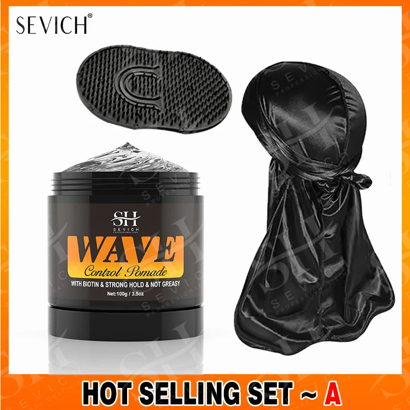 Deep Wave Control Pomade 360 Biotin Sport Strong Hold Wave Hair Gel With Brush Wavy Hair Oil Shampoo Conditioner Styling Care