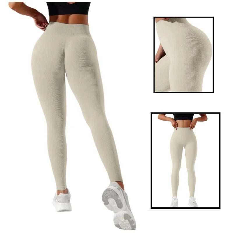 Women's High-Waisted Seamless Leggings, Quick-Dry Breathable Fabric, Four-Way Stretch Sporty Style for Yoga Cycling Running