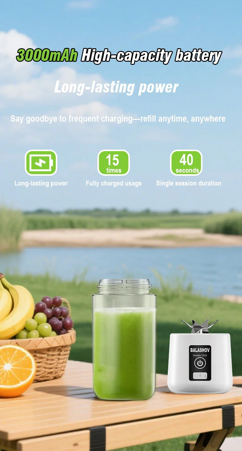 Portable Juicer Blender 450ml Juice Maker USB Rechargeable Lemon Orange Fruit Juicing Cup Electric Juice Machine Travel Juicers