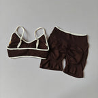 2PCS Yoga Suit Seamless with Chest Pad Tight Sports Bras and High Waist Shorts Outside Wear Running Exercise Fitness Yoga Set