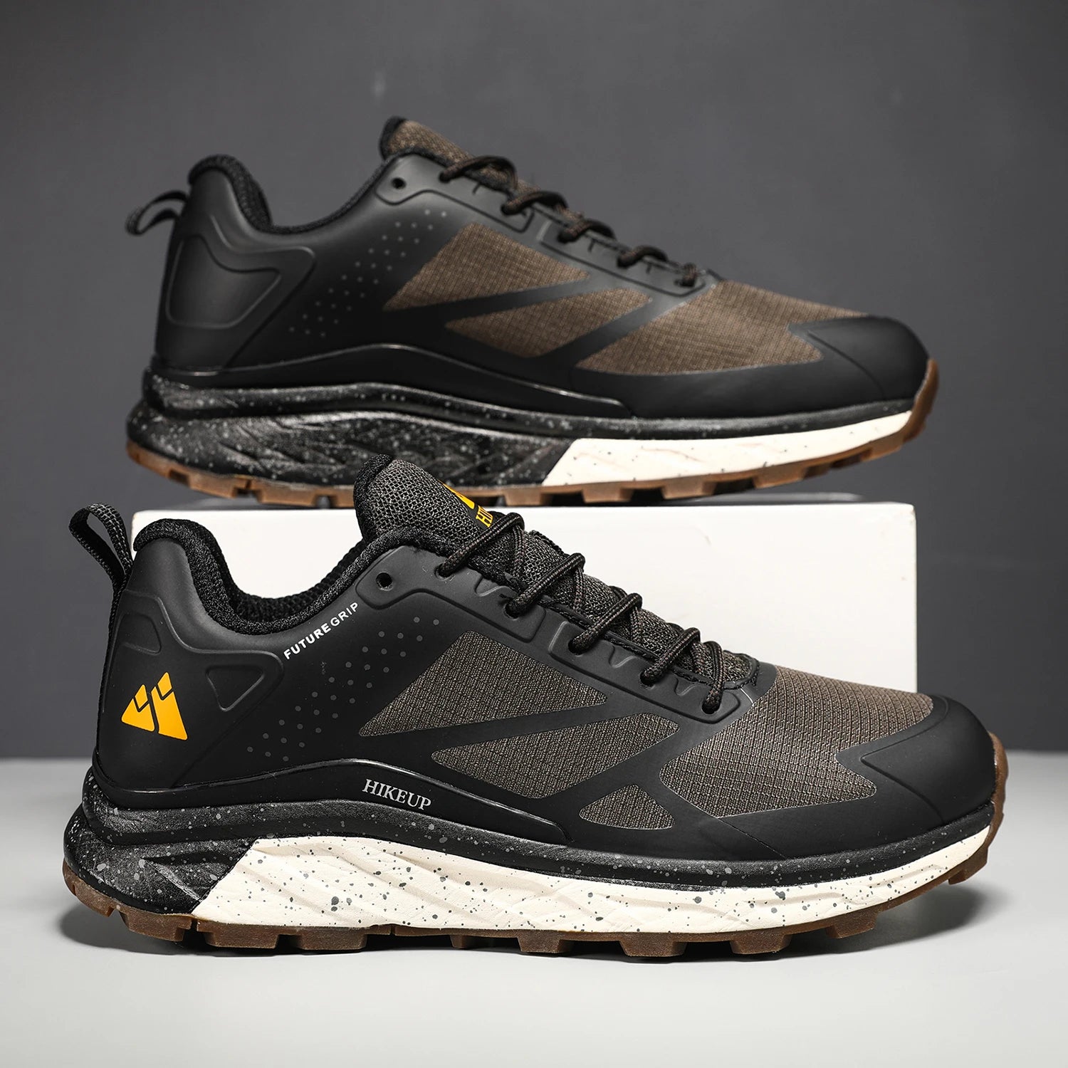 HIKEUP Outdoor Men's Sneakers Women Breathable Trail Running Shoes Hiking Shoes Trail Male Comfort Trekking Running Sneakers