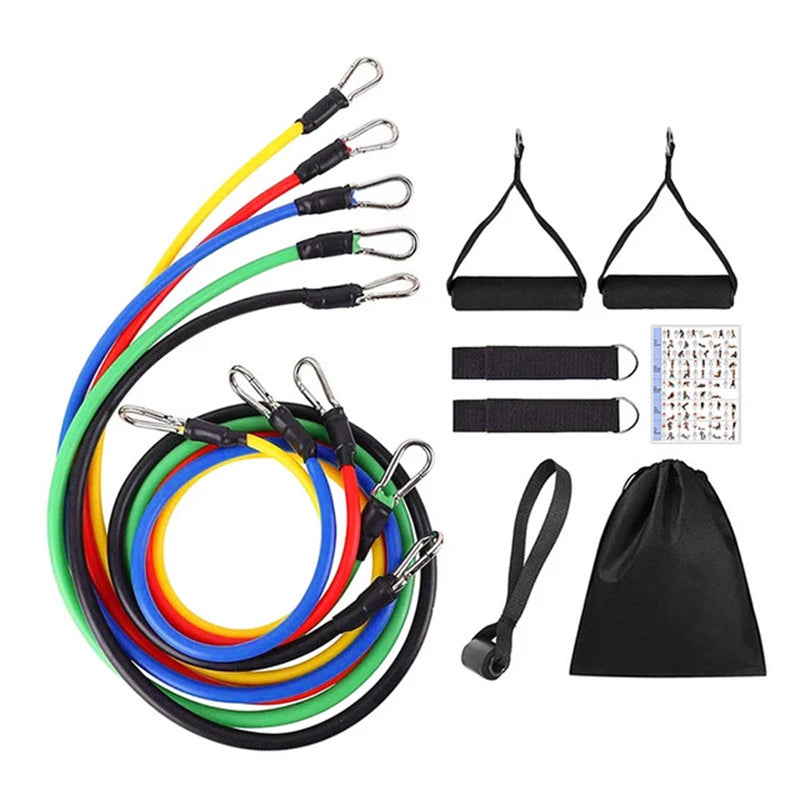 11pcs/Set Pull Rope, Resistance Bands, Portable Fitness Equipment, Ankle Strap, Chest Expander, Elastic Exercise Band Ürün ana görseli