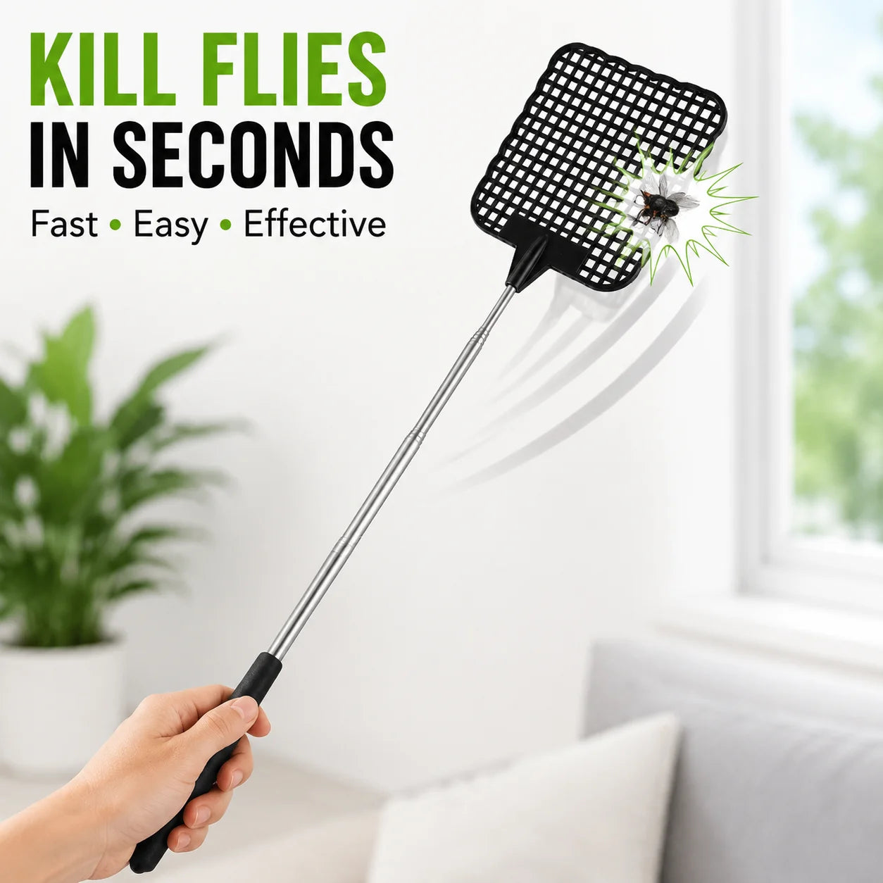 Expandable Fly Swatter Mosquito Killer Stainless Steel Swatting Device Household Indoor Outdoor Pest Control Tool Ürün ikincil görseli