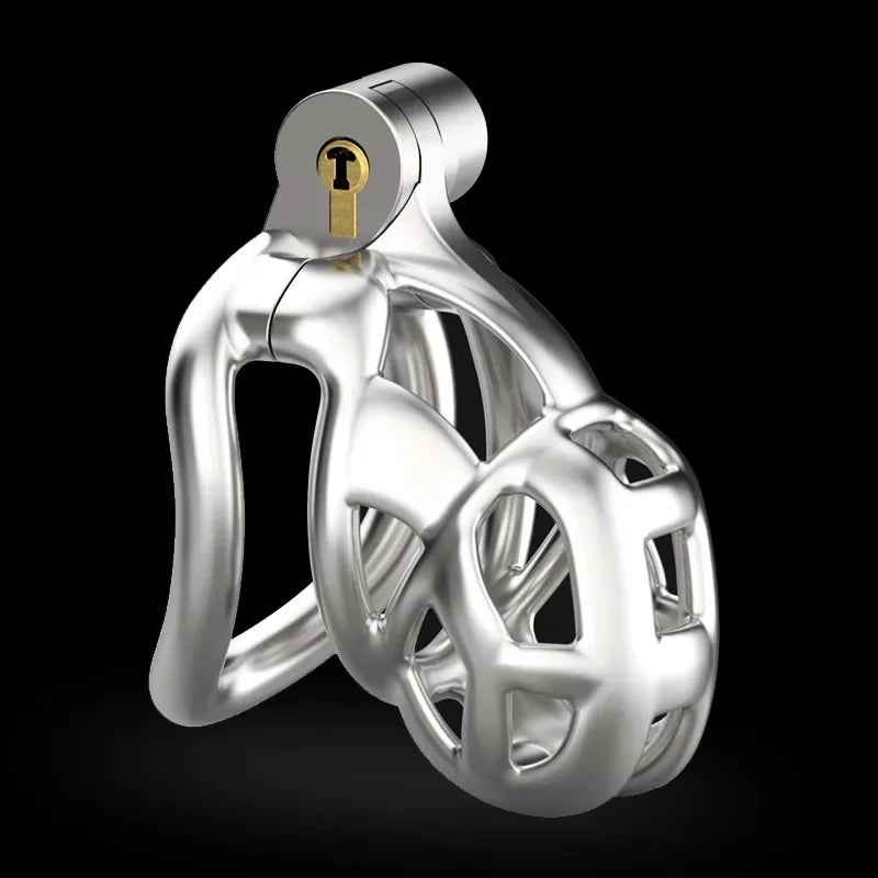 Stainless Steel Male Chastity Cage Cock Mamba Penis Ring Chastity Belt BDSM Erotic Urethral Lock Double-Arc Ring Sex Toy