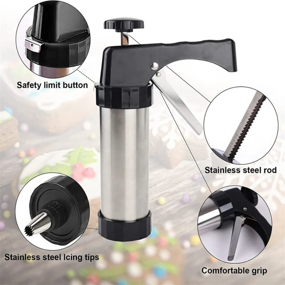 Stainless Steel Cookie gun Cake Cream Decorating Gun Cookie Making Machine Nozzles Mold Pastry Syringe Extruder Baking Tools