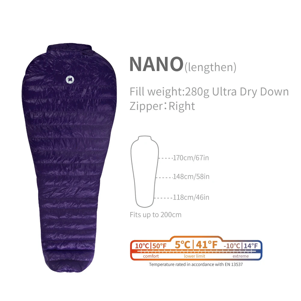 AEGISMAX LETO & NANO 700FP Ultra Dry Goose Down Sleeping Bag Ultralight Down Sleeping Bag for Camping and Hiking