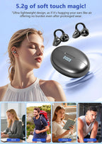 UYUXIO Clip Ear Open Earbuds BT 5.4 Headphones IPX7 Waterproof Headsets Clip on Earphones with Microphone for Sports Running