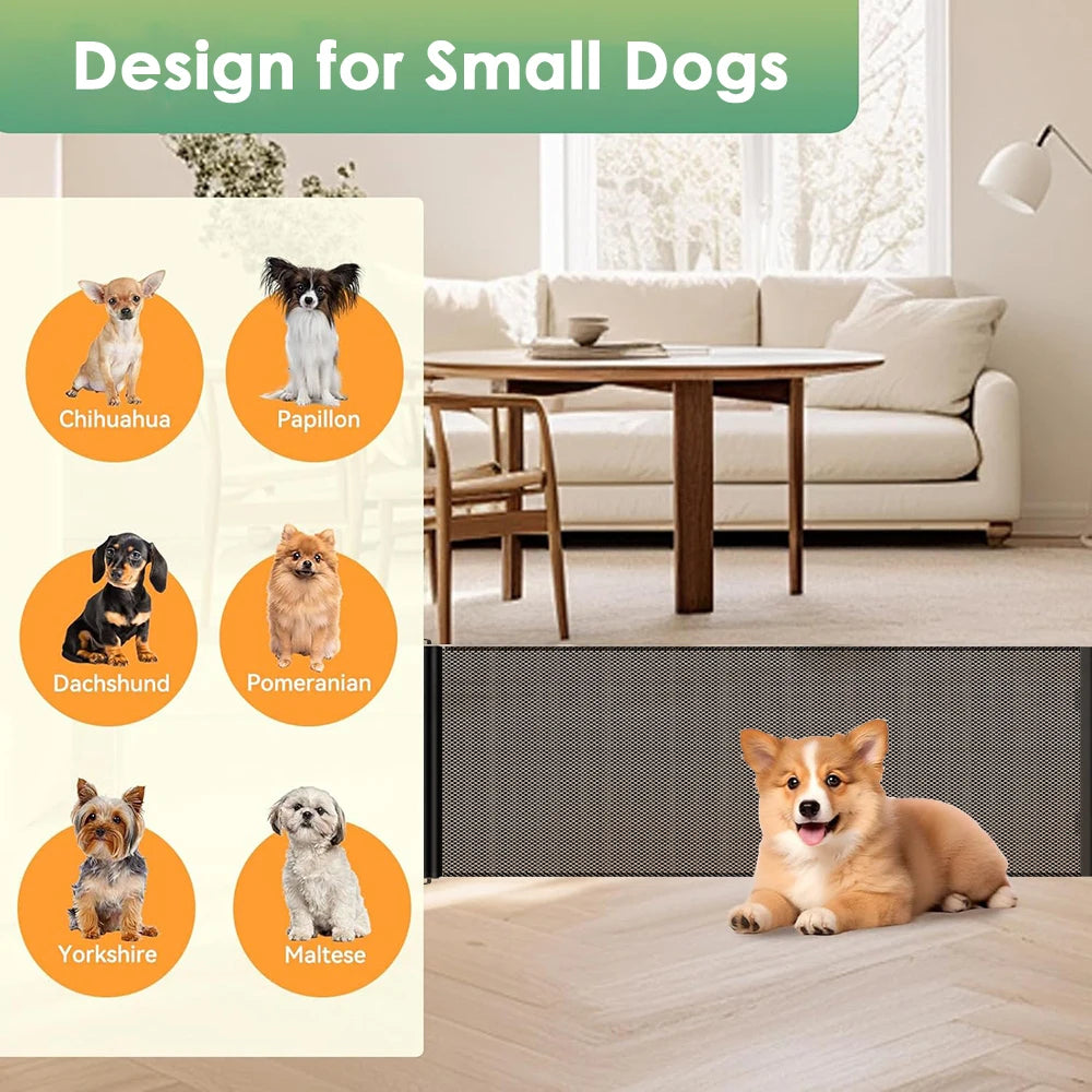 150×78cm Retractable Pet Gate Extendable Mesh Safety Barrier for Dogs Cats No Drill Installation Child Proof Gate Stairs Door