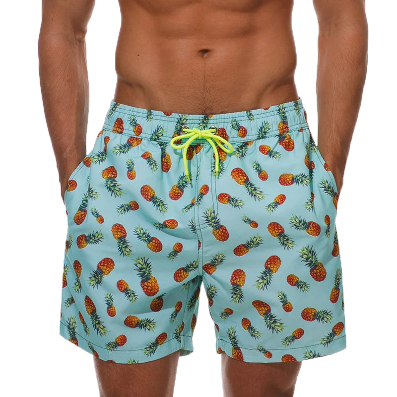 DATIFER Summer New Fashion Polyester Men Shorts Beach Quick Dry Printing Swimsuit Plus Size Mesh Liner Surfing Gym Shorts Men