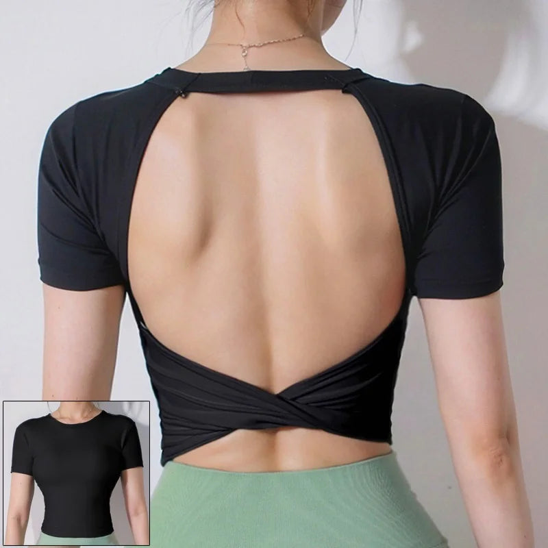 Cloud Hide Black Beauty Back Yoga Shirts Women Long Sleeve Blouse Plus Size Sports Gym Fitness Top Running T-Shirt Workout Shirt