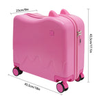 18 Inch Ride-On Suitcase, Cute Luggage with Internal Mesh Pocket, Storage Box with Swivel Casters for Short Trips, Pink