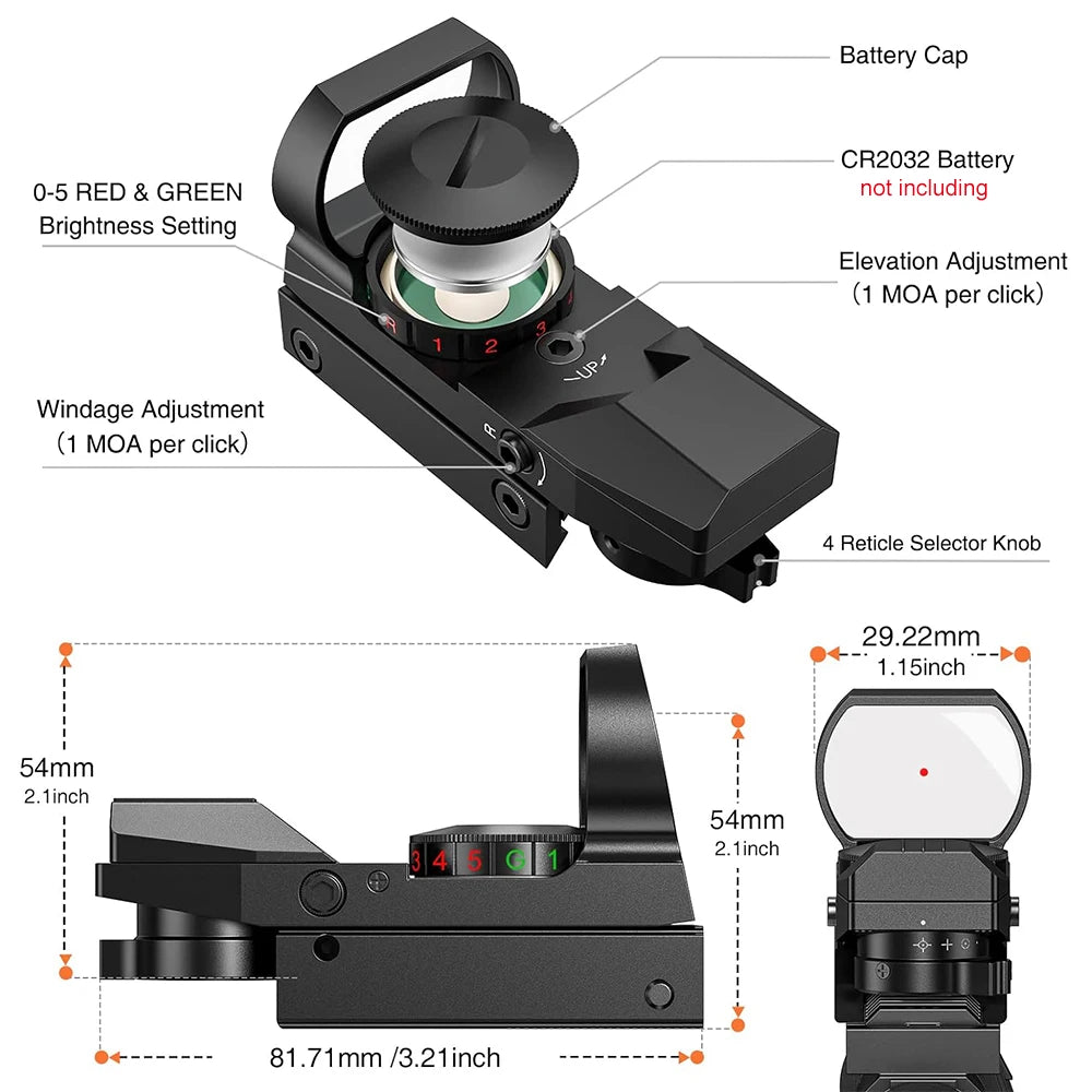 Tactical Red Green Dot Sight Scope Optics scope Red Dot Sight Hunting Optics Reflex Sight with 20mm Rail Secondary image