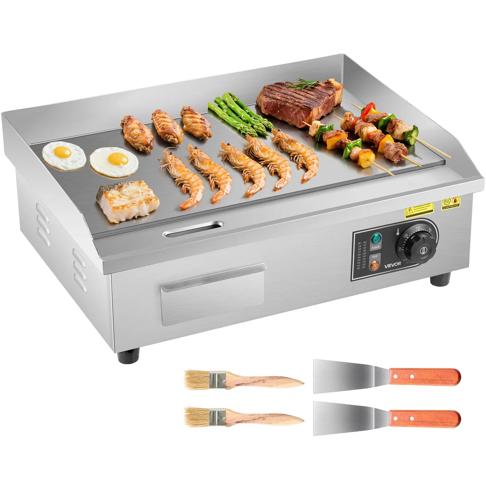 SucceBuy Commercial Electric Griddle 50-300°C Adjustable Temp Control, Stainless Steel Countertop Flat Top Grill for Steak Panc Ürün ana görseli