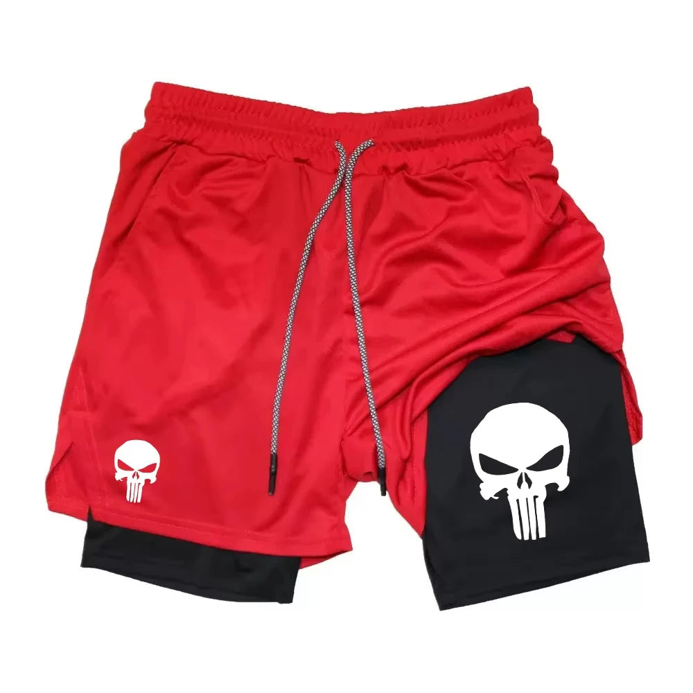 Print 2 in 1 Performance Shorts for Men Athletic Quick Dry Shorts with Phone Pocket Summer Gym Workout Running Shorts RL0302