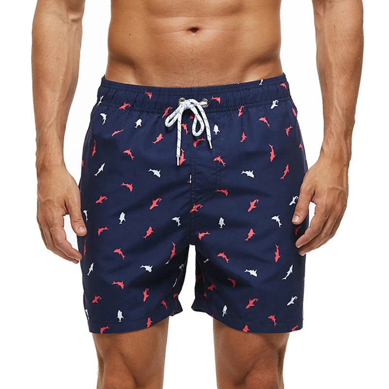 DATIFER Summer New Fashion Polyester Men Shorts Beach Quick Dry Printing Swimsuit Plus Size Mesh Liner Surfing Gym Shorts Men