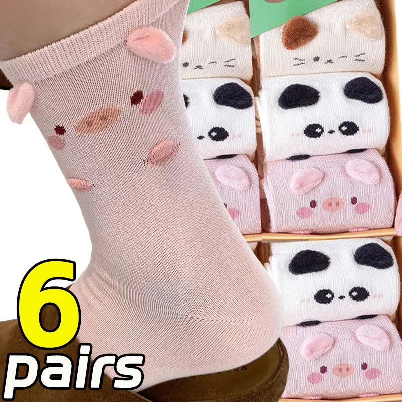 Fashion Sweet Cute 3D Animal Ears Pig Hosiery Winter Warm Cartoon Socks for Children Harajuku Cotton Soft Home Floor Sock Ürün ana görseli