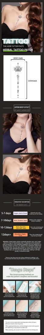 Lotus Flower Waterproof Realistic Temporary Tattoo Sticker, Lasting 1-2 Weeks, for Chest, Semi-Permanent Fake Tattoo