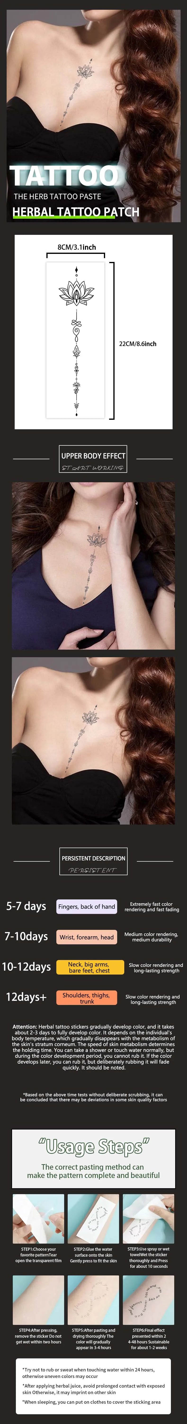 Lotus Flower Waterproof Realistic Temporary Tattoo Sticker, Lasting 1-2 Weeks, for Chest, Semi-Permanent Fake Tattoo