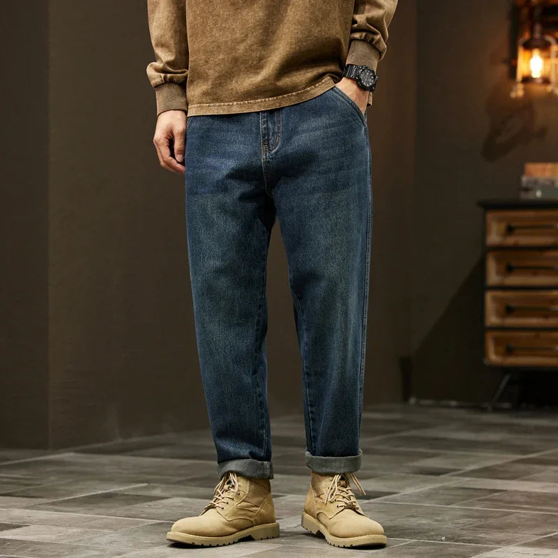 Men's 95% Cotton Jeans High Quality Loose Harem Pants Fashion Baggy Casual Outdoor Baggy Work Denim Pants Brand Men's Clothing