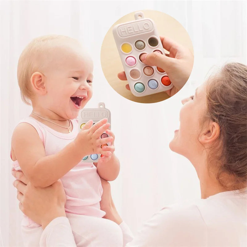Baby Wooden Bear Phone Teether Toy Telephone Sleeping Pacifier Teething Flip Simulation Phone Toys Early Educational Toy Gifts