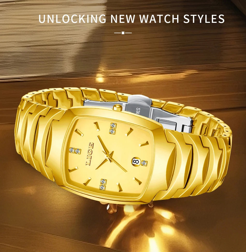 LIGE Fashion Luxury Woman Watch Simple Elegant Stainless Steel Casual Quartz Watches for Women Calendar Ladies Romantic Gift New