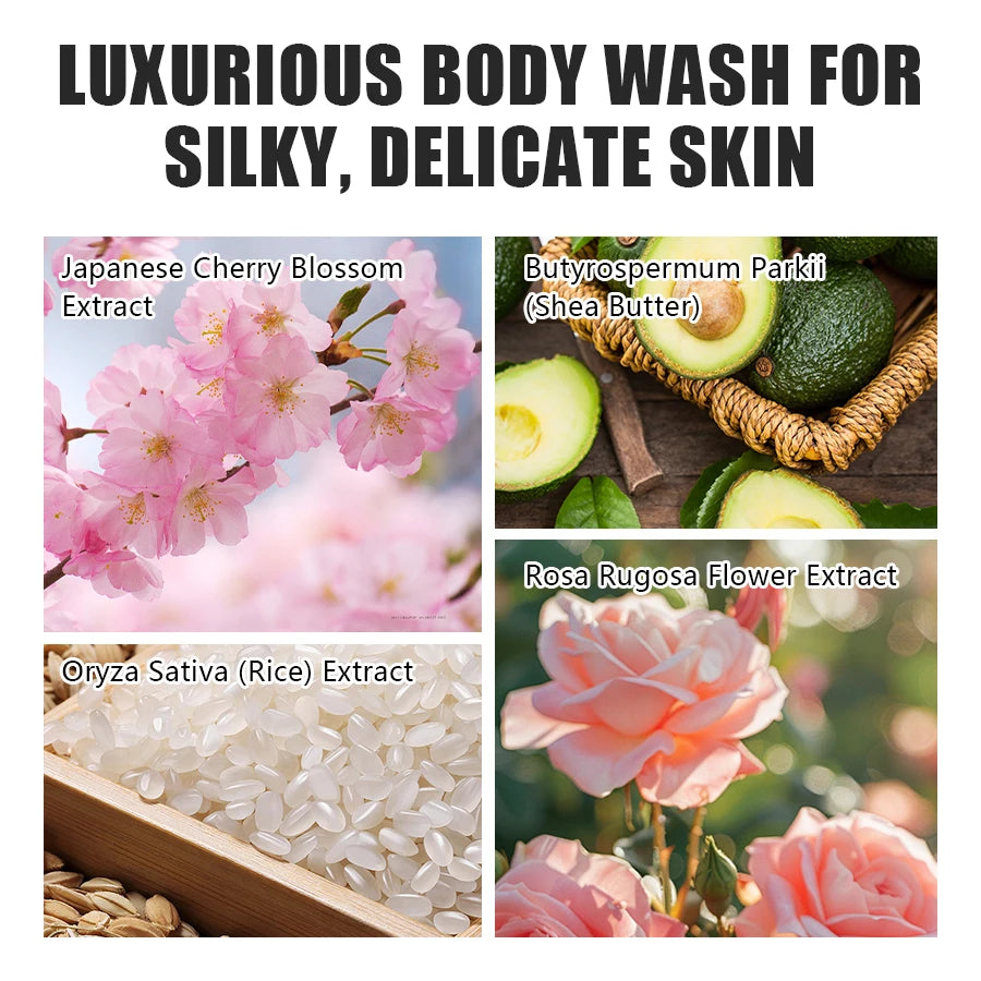 Sakura Shower Gel Long Moisturizing Smooth Long Lasting Fragrance Gentle Foam Body Cleansing Bath Product 200ml