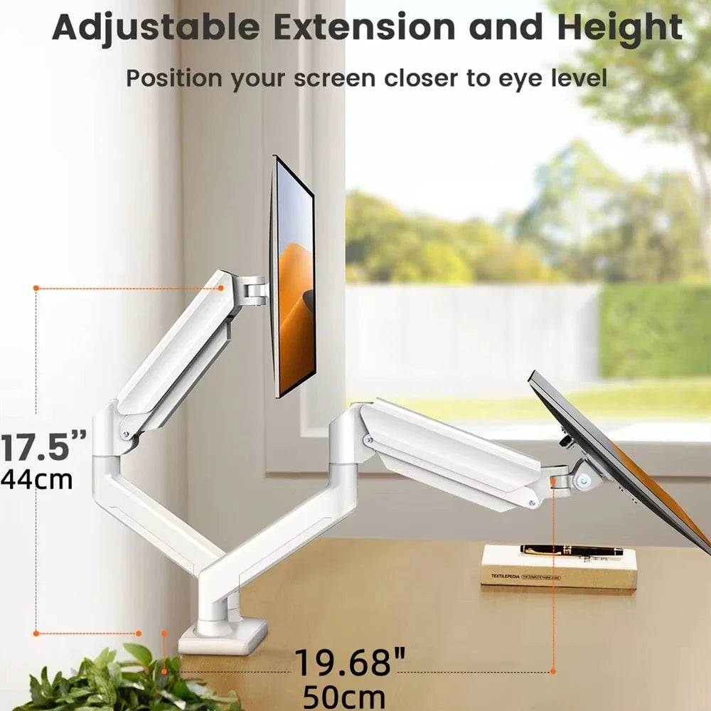 Flexible dual screen support, 13–32 inch monitors available, 180° swivel and tilt function for better viewing experience