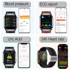 2026New Health Watch Blood Pressure Accurate Measure Smart Watches Men Uric Acid Blood Lipids waterproof Airbag Smartwatch Women