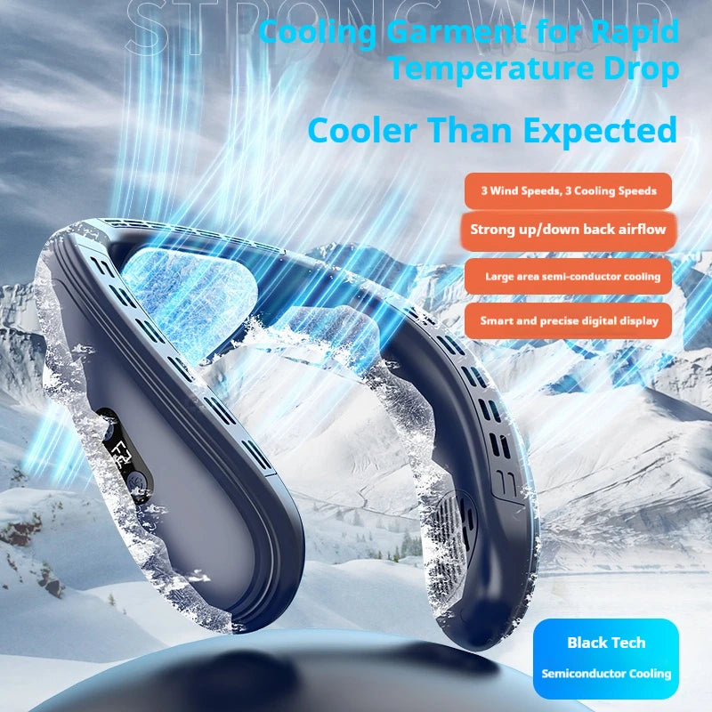 New Neck Air Conditioner Portable Neck Fan Rechargeable Semiconductor Cooling Bladeless Fan Outdoor Personal Fan Wearable Cooler Main image