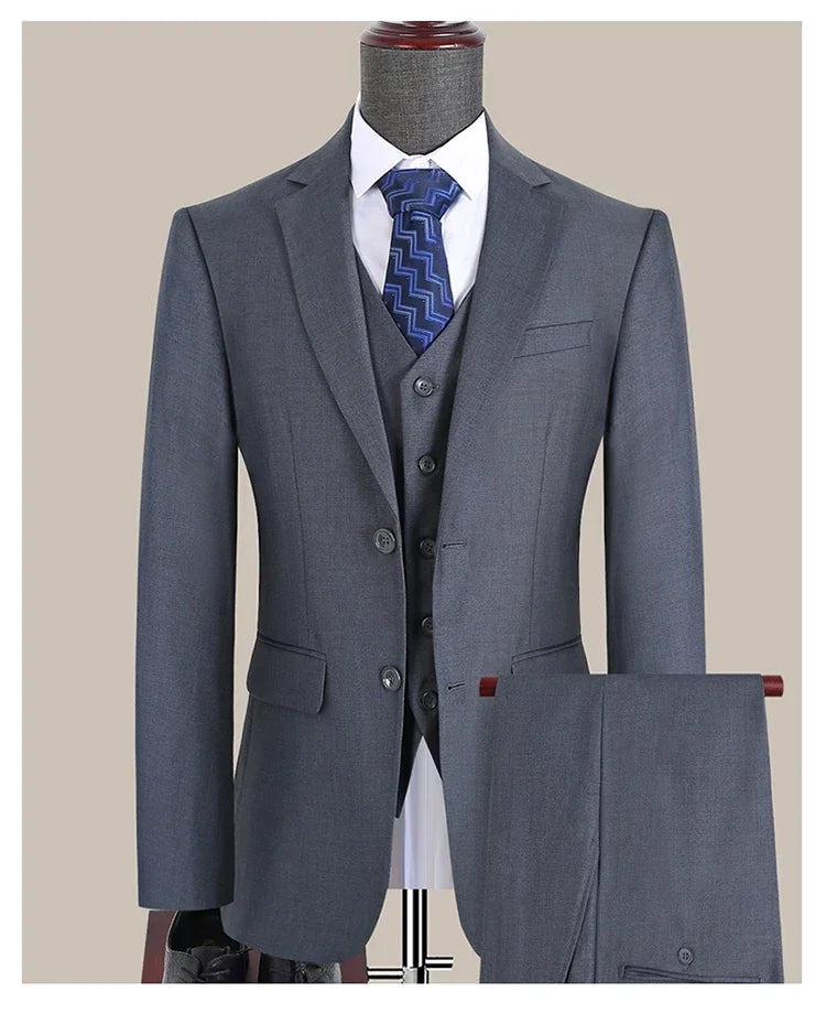 S-7XL Suit New (Blazer+ Vest + Pants) Korean Version of Slim-fit Work Clothes Fashion Business Men Casual Wedding Gentleman Suit