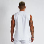 Summer Cotton Breathable V-neck Tank Tops Gym Workout Running Sport Sleeveless Shirt Mens Fitness Bodybuilding Muscle Clothing