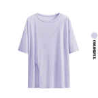 DRUR Women Thin Summer Yoga Shirts Loose Fit Breathable Workout Tops with Side Slits Lightweight Running Sport Tee Athletic Wear