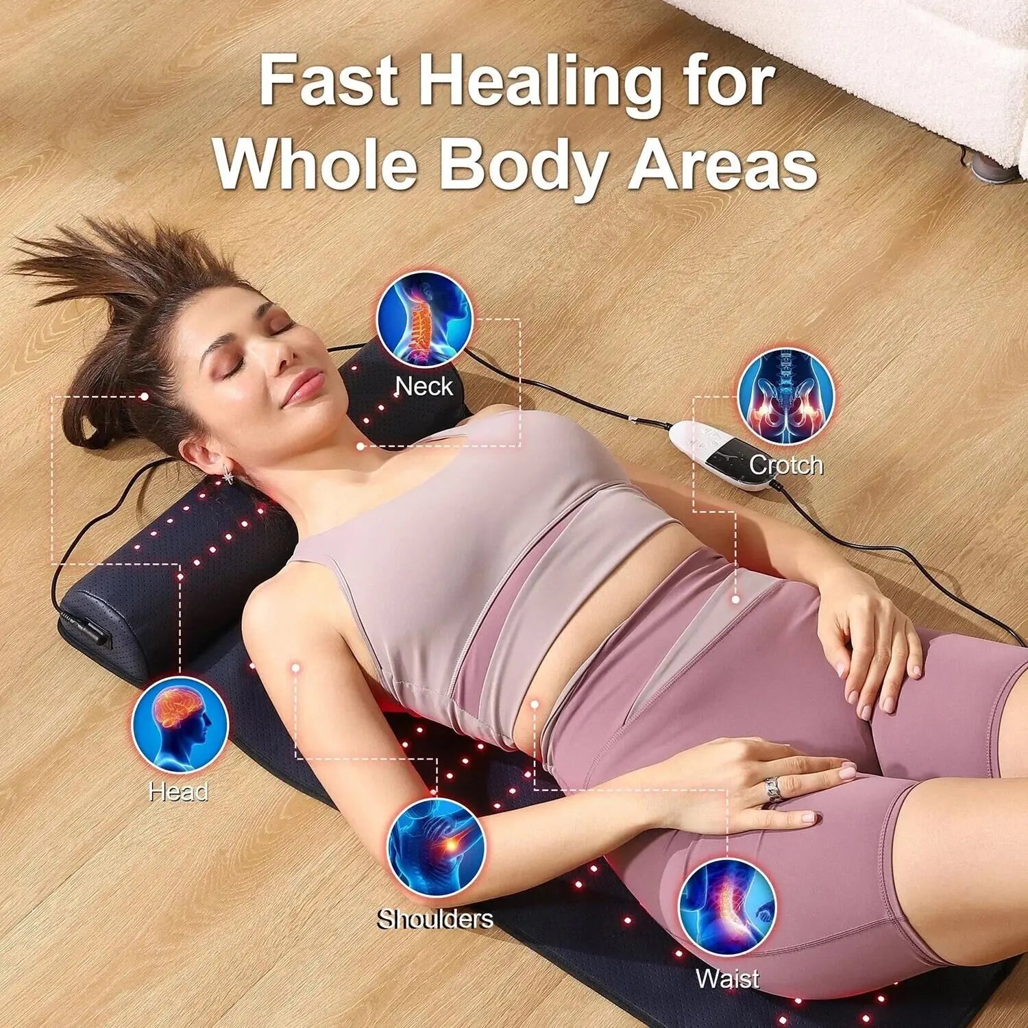 Red Light Therapy Mat with Neck Support Far Infrared for Neck Back Shoulder Knee Pain Relief Muscle Relax Home Use Spa Massager