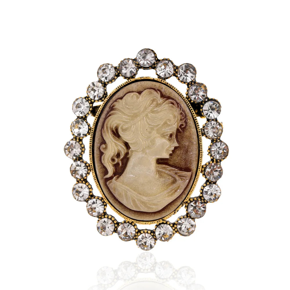 Vintage Victorian Design Queen's Cameo Brooch Pin, Antique Wedding Beauty Jewelry Gift, Elegant Style