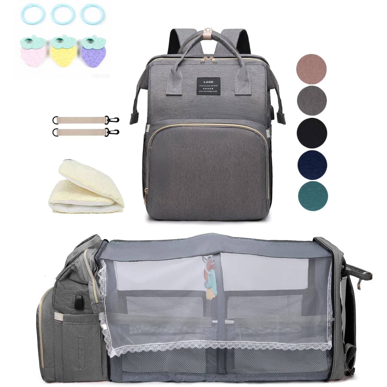 Mommy Bag Lightweight Portable Folding Crib Bed Large-capacity Travel Maternity Bags Baby Backpack Female Mommy Outting Bag