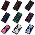 HUISHI Classic Black Bowtie Bow Ties For Mens Butterfly Bowknot Pocket Square Cufflinks Suit Set Bussiness Accessories Gift Box
