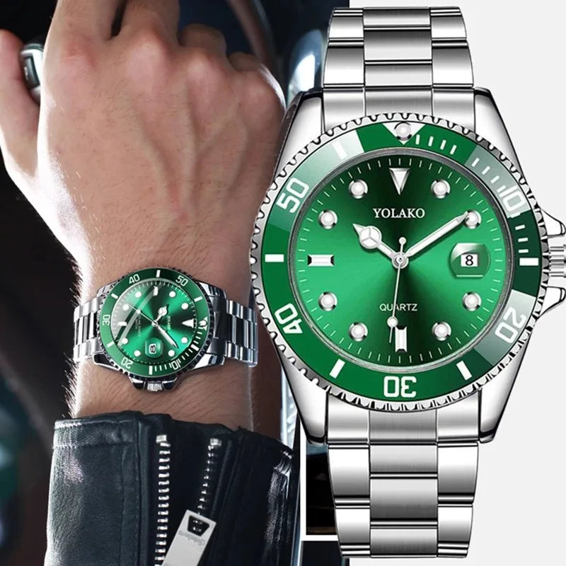 Fashion Watch Casual Clock Montre Homme Business Men Quartz Watch Calendar Green Water Wok Ghost Sport Men Wristwatch Ürün ana görseli