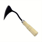 1pc, Wooden Handle Crooked Hoe, Multifunctional Garden Digger, Metal & Wooden Garden Tool, Seedling Hoe for Home Gardening